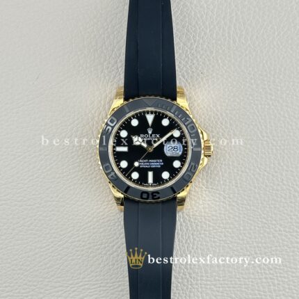 Rolex Yacht-Master Oro Amarillo Esfera Negra | Réplica Super Clone Oysterflex VR3235