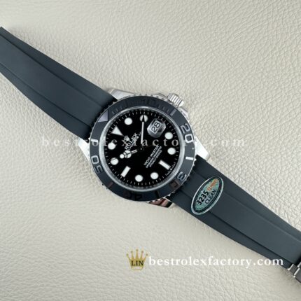 Rolex Yacht-Master Oro Blanco Esfera Negra | Réplica Super Clone Oysterflex VR3235