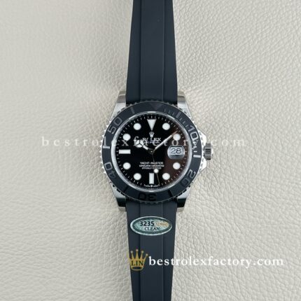 Rolex Yacht-Master Oro Blanco Esfera Negra | Réplica Super Clone Oysterflex VR3235