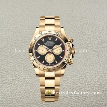 Clean Factory 126508-0002 Paul Newman Roelx Daytona | Esfera Negra Subdiales Champán | 44-Rubíes Dandong 4131