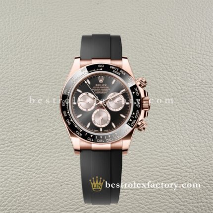 Rolex Daytona Everose Gold Esfera Negra | Réplica Super Clone 4131