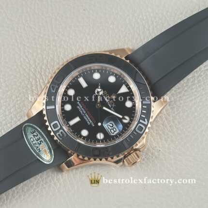Rolex Yacht-Master Oro Everose Esfera Negra | Réplica Super Clone Oysterflex VR3235