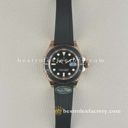 Rolex Yacht-Master Oro Everose Esfera Negra | Réplica Super Clone Oysterflex VR3235