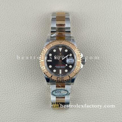 Rolex Yacht-Master Everose Bicolor Esfera Chocolate | Réplica Super Clone VR3235