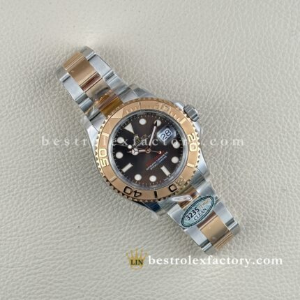 Rolex Yacht-Master Everose Bicolor Esfera Chocolate | Réplica Super Clone VR3235