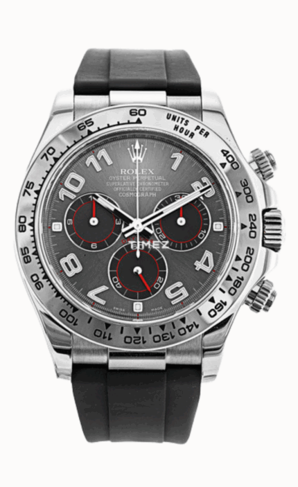 Clean Factory Rolex Daytona 116519LN-0104 Esfera Negra Números Árabes Manecillas Subdiales Rojas Racing – Dandong 4130 Super Clon | Oro Blanco 18k