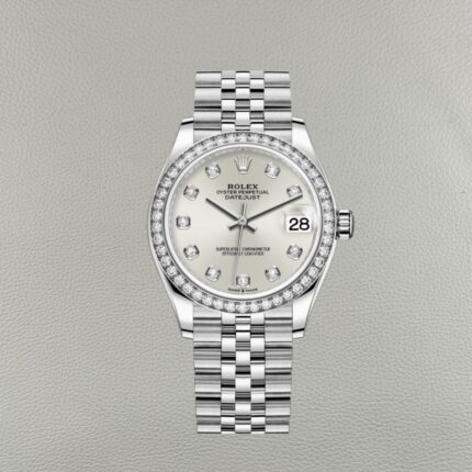 Réplica Clean Factory Rolex Datejust 278384RBR-0034 Esfera Plateada 31mm – Super Clone con Bisel de Moissanitas